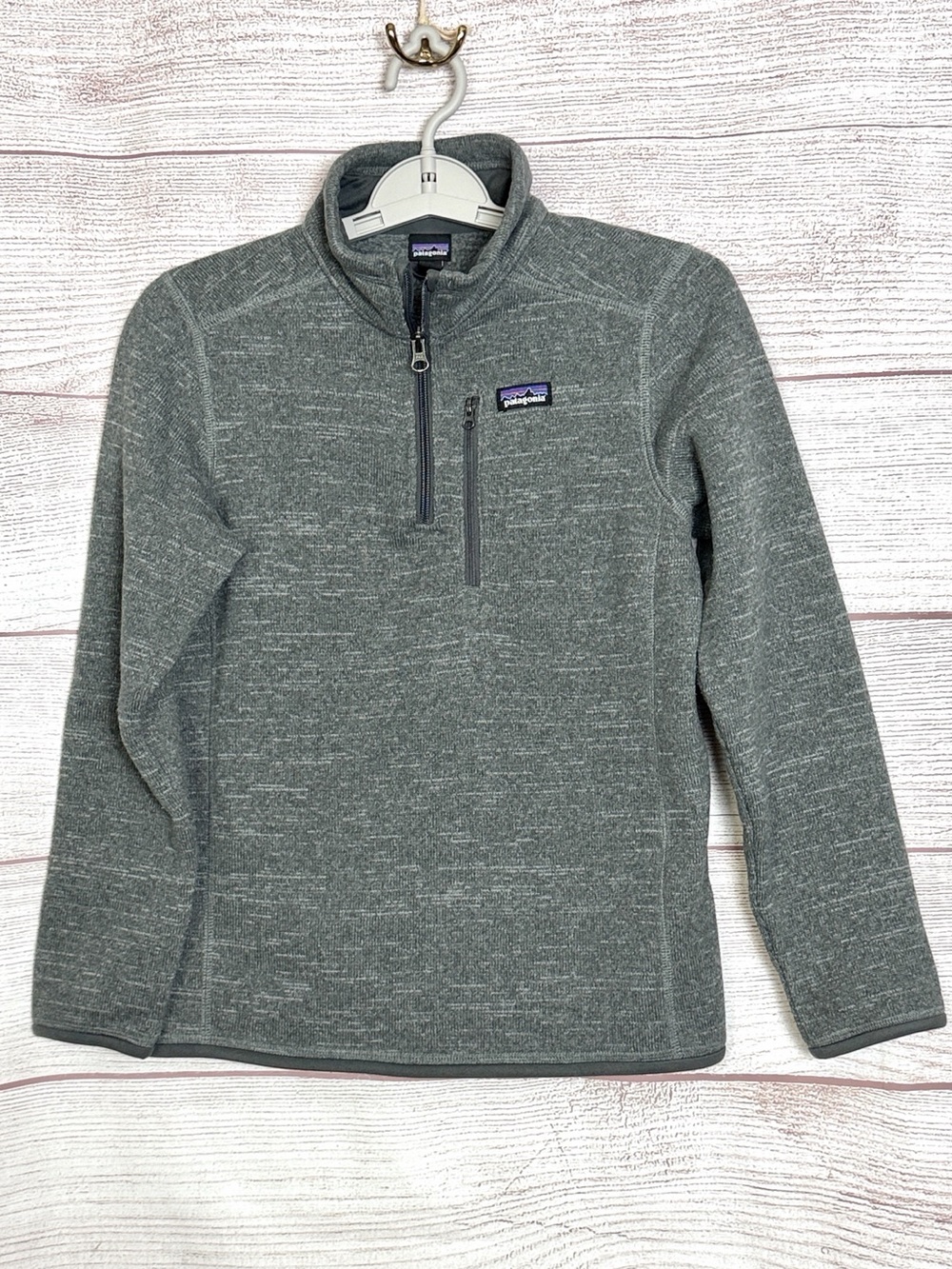 Patagonia Better Sweater Quarter Zip Fleece Pullover Gray Kid's Sz L (12)
